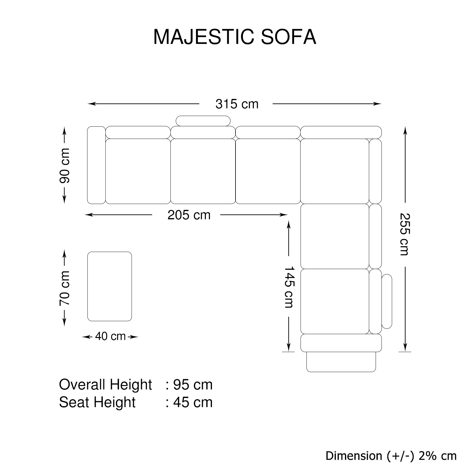 V43-SOF-MAJ-BL_Infographic_1 Lounge Set Luxurious 6 Seater Faux Leather Corner Sofa Living Room Couch in Black with 2x Ottomans - Image 8