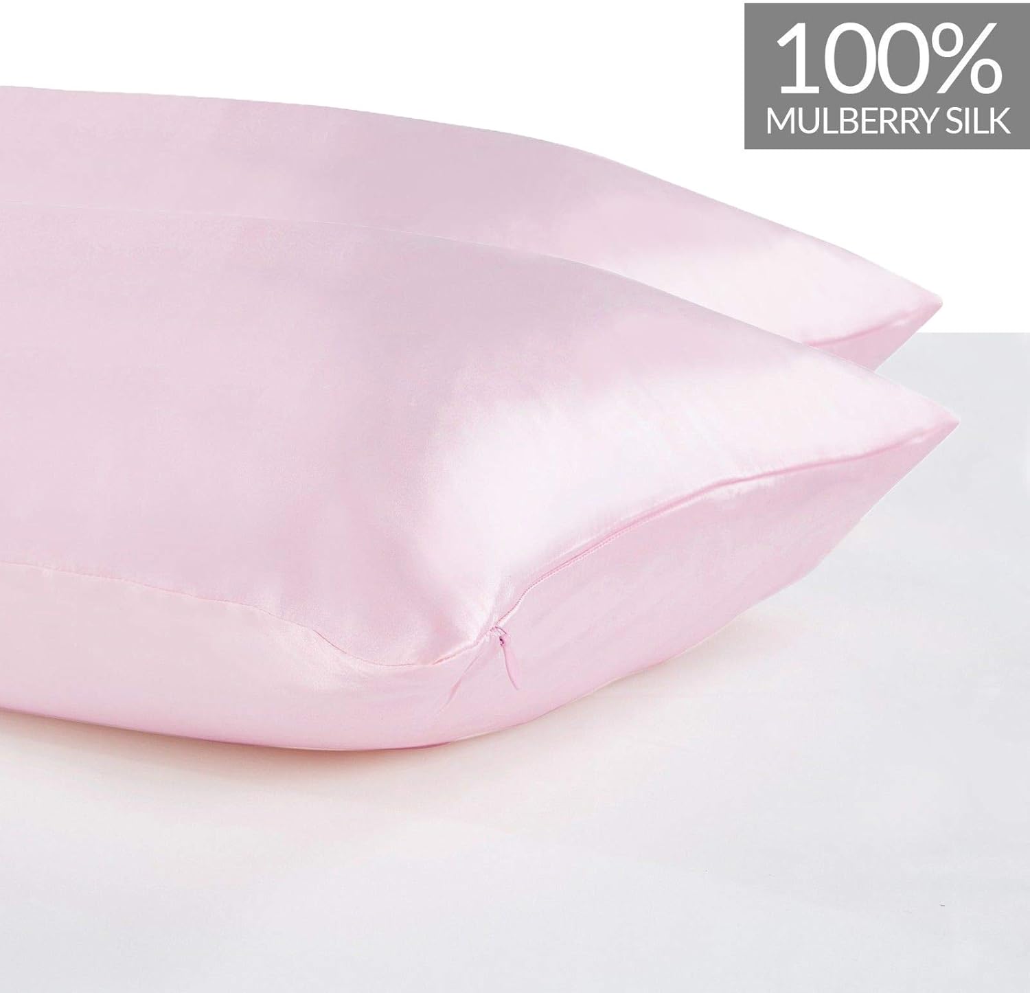 V439-2PCSILKP-191100-01 Luxury Pillowcase 2 Pack - 100% Pure Mulberry Silk on Both Sides - Pink - Image 2