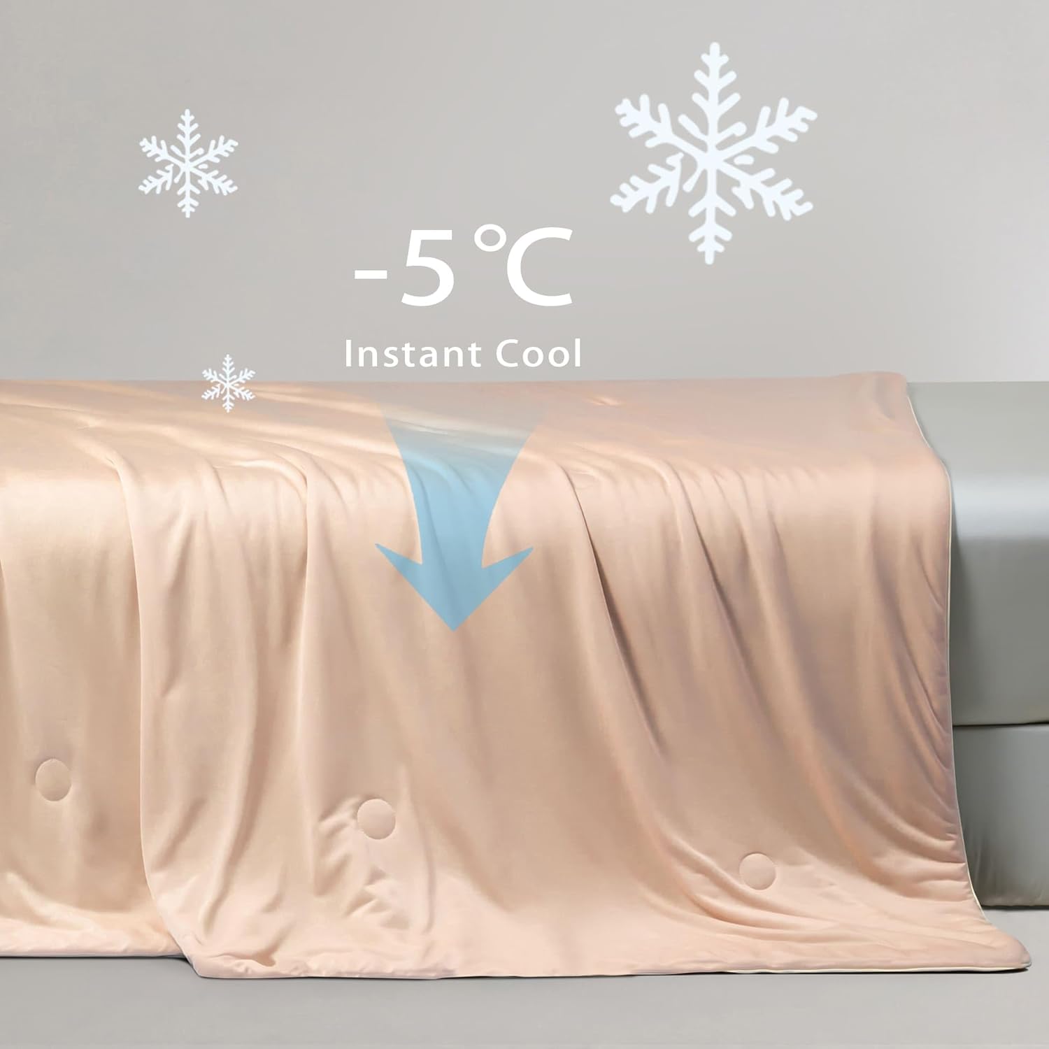 V439-AQUCOOLORG-218363-03 Ice Cooling Reversible Summer Comforter Blanket (Orange and Blue, Single/Double) - Image 4