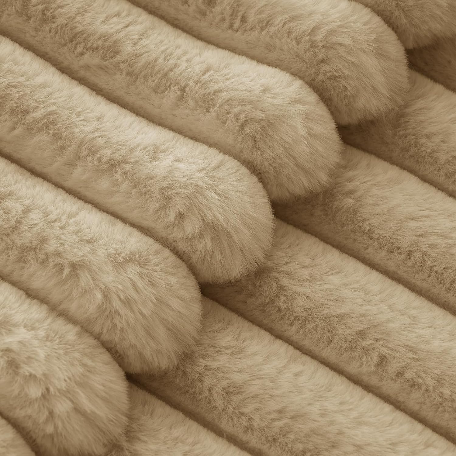 V439-FAUXNATURAL2-45-202506190416-03 Faux Fur Cushion Covers - Chunky Embossed Flannel with Hidden Zipper - Natural, 45cm x 45cm (Pack of 2) - Image 4