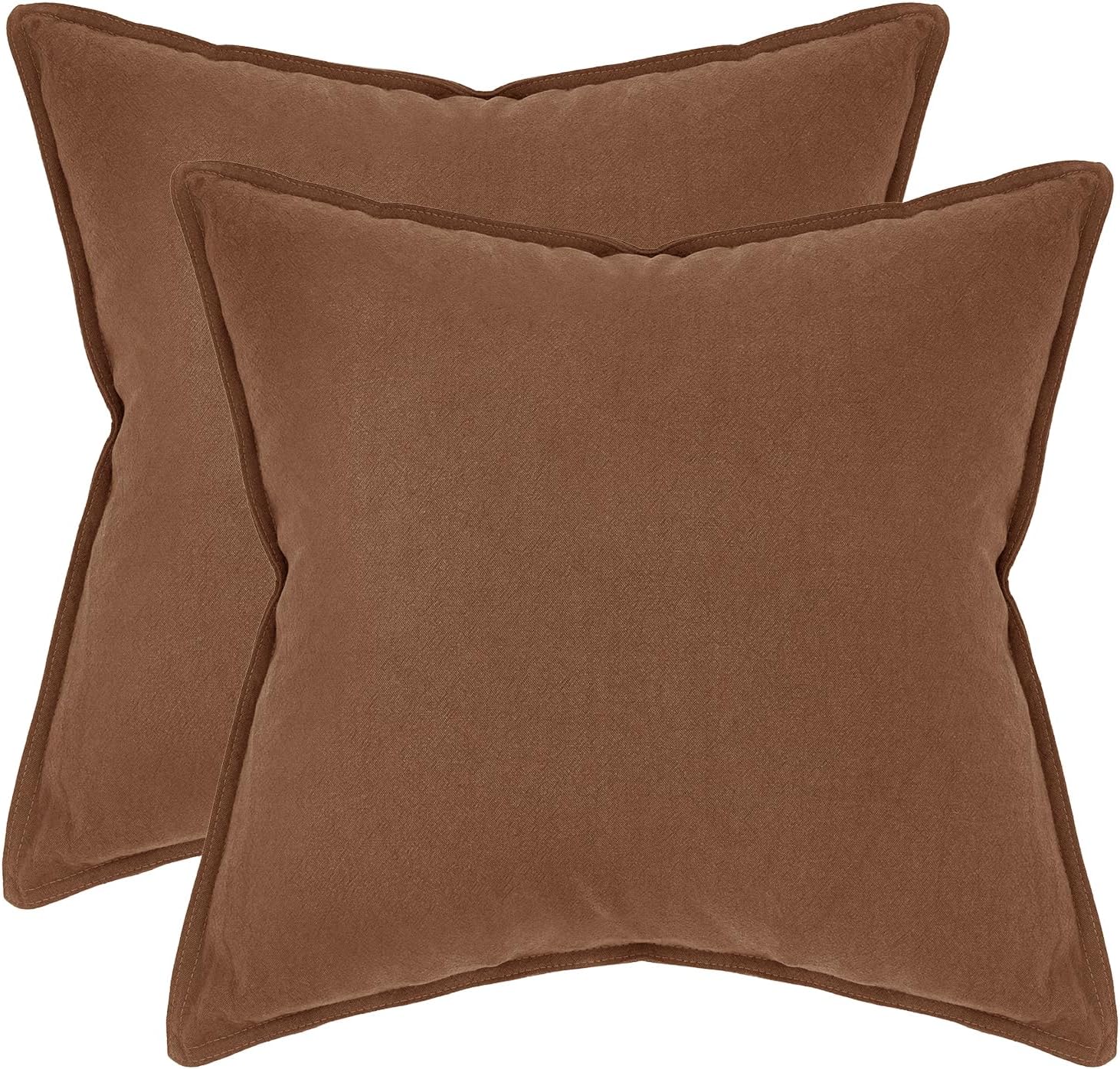 V439-LINENCOCOA2-45-202506190412-01 Linen Cushion Covers - 30% Linen 70% Cotton Blend, Soft & Breathable with Hidden Zipper Design - Cocoa Brown, 45cm x 45cm (Twin Pack) - Image 2
