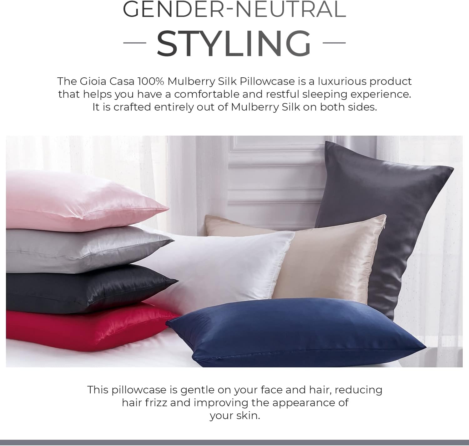 V439-PCSILKC-191036-08 Luxury Pillowcase - 100% Pure Mulberry Silk on Both Sides - Charcoal - Image 9