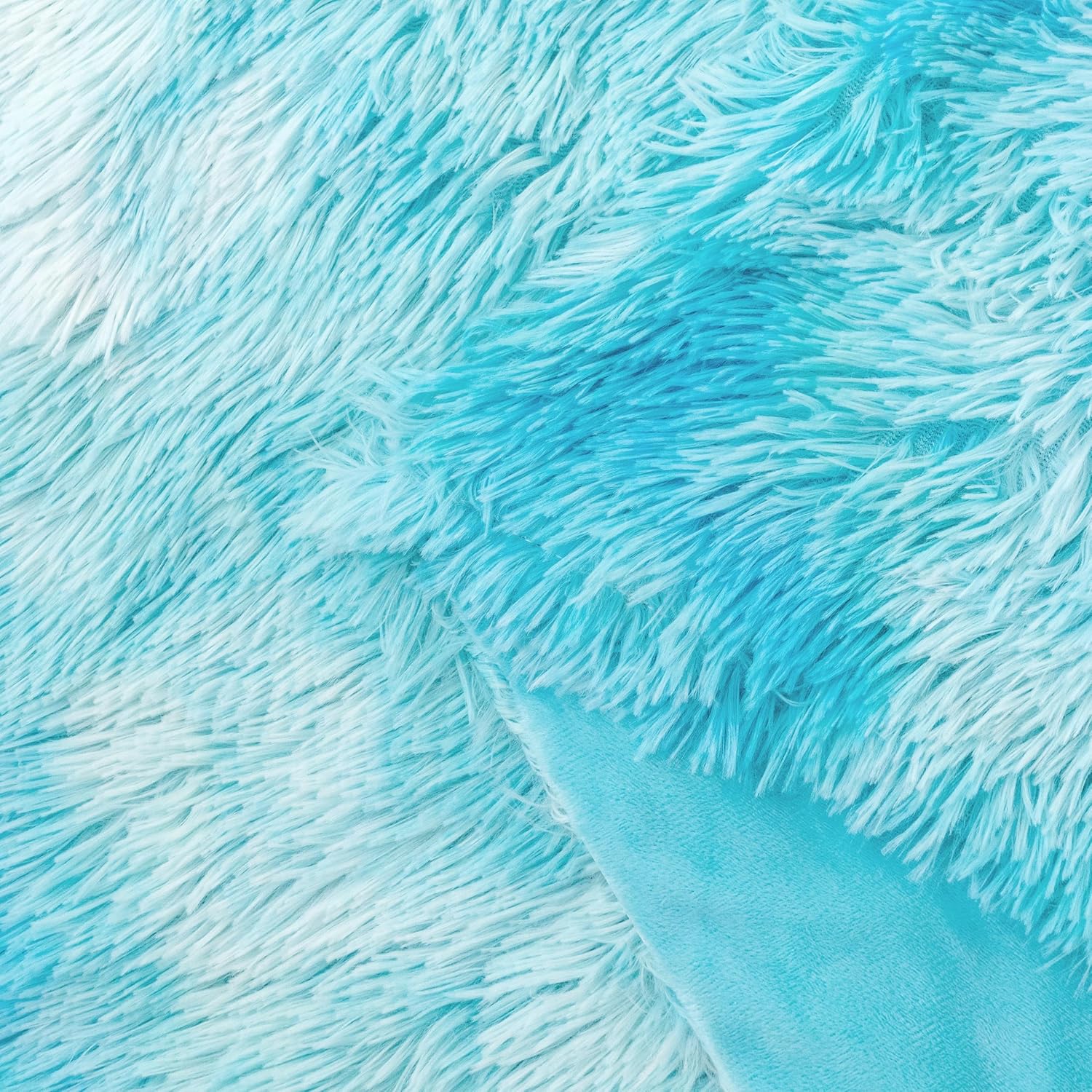 V439-TRSHAGGYBU-191079-03 Double Sided Fx Fur Shaggy Throw Blanket - Blue - Image 4