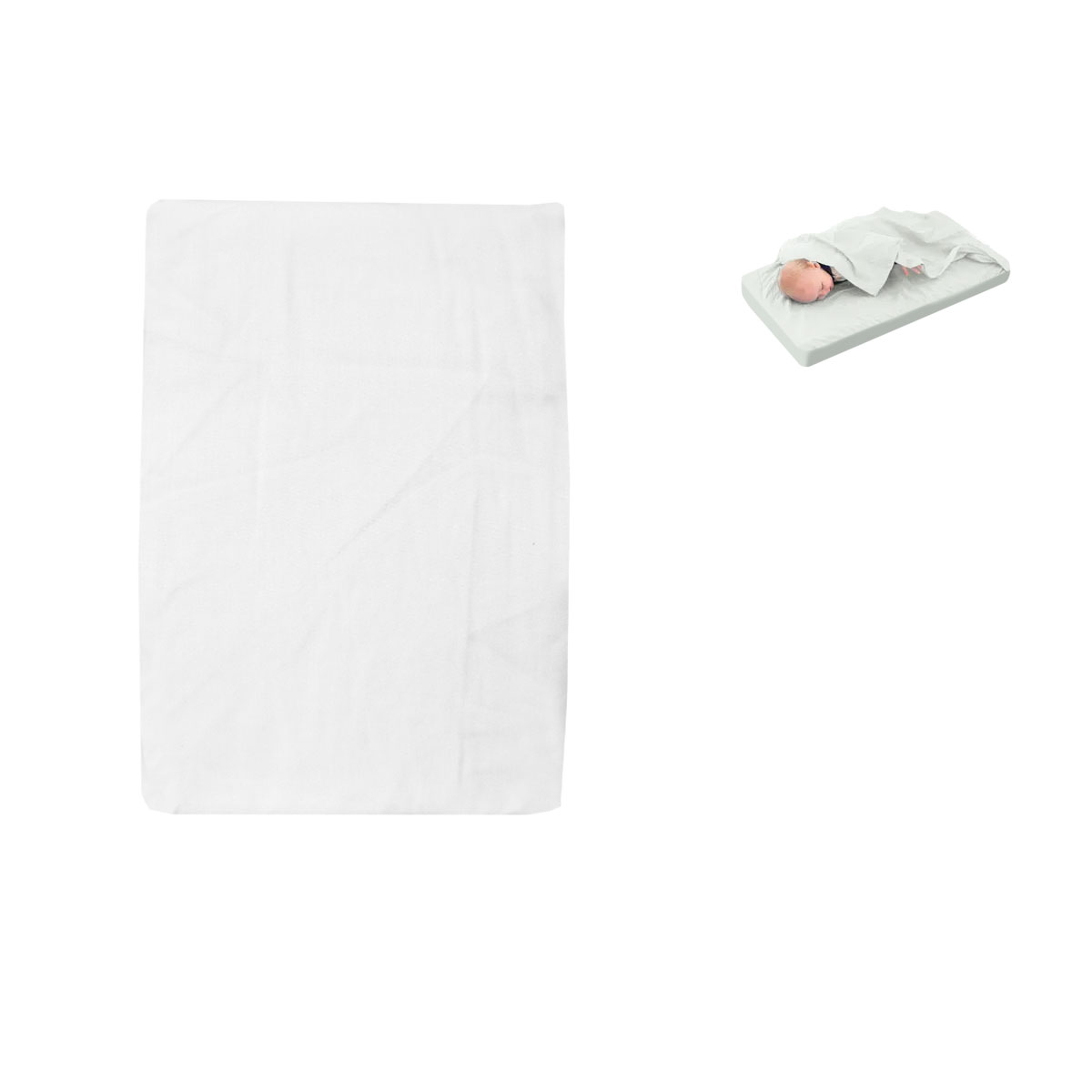V442-ABR-FITTEDS-BASSINETSOLID-WHITE-CT-177505-00 White Bassinet Fitted Sheet with a Flat Sheet Sewed Attached - Image 1