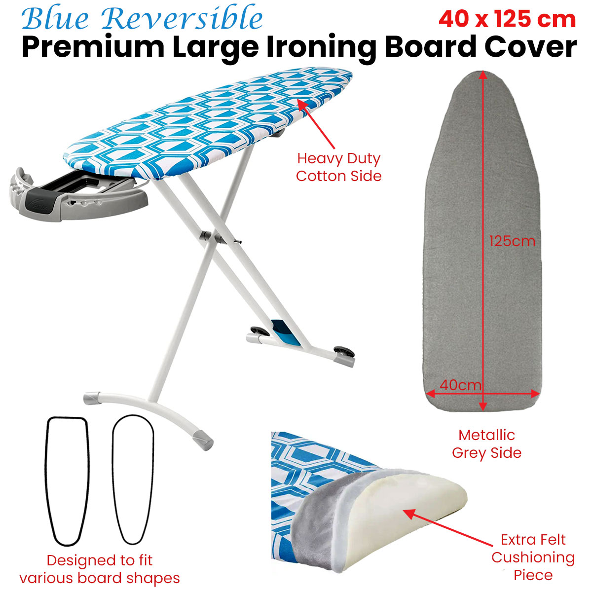 V442-ABR-MISC-IRONINGCOVERREVERSIBLE-BLUE-SH-97057-01 Blue Reversible Premium Large Ironing Board Cover with Underlay 40 x 125 cm - Image 2