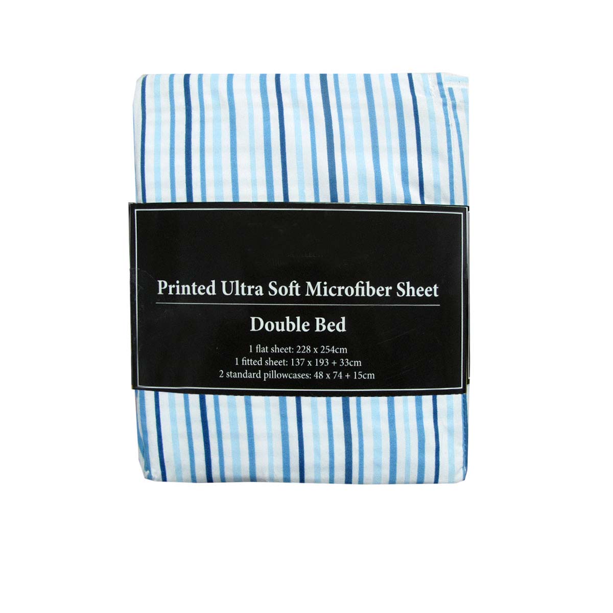 V442-ABR-SHEETS-LINES-BLUE-DS-96364-00 Printed Microfiber Sheet Set Double Blue Lines - Image 1