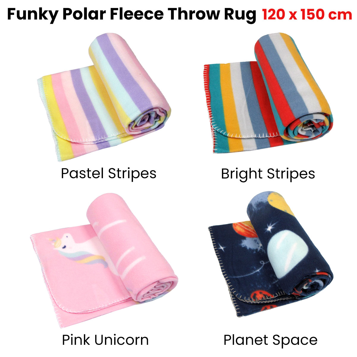 V442-ABR-THROW-POLARPLANET-NAVY-RE-96595-01 Funky Cute Polar Fleece Throw Rug Navy Planet Space - Image 2