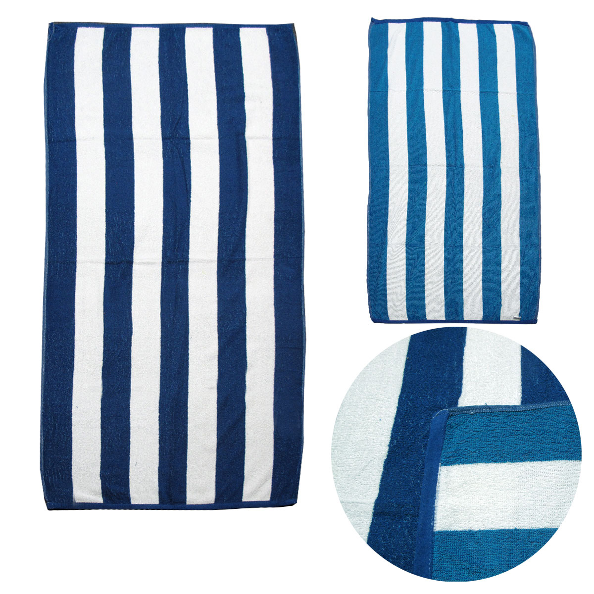V442-ABR-TOWEL-SETOF2CABANA-BLUEAQUA-RE-96252-00 Set of 2 Reversible Cabana Striped Towels Blue/Aqua - Image 1