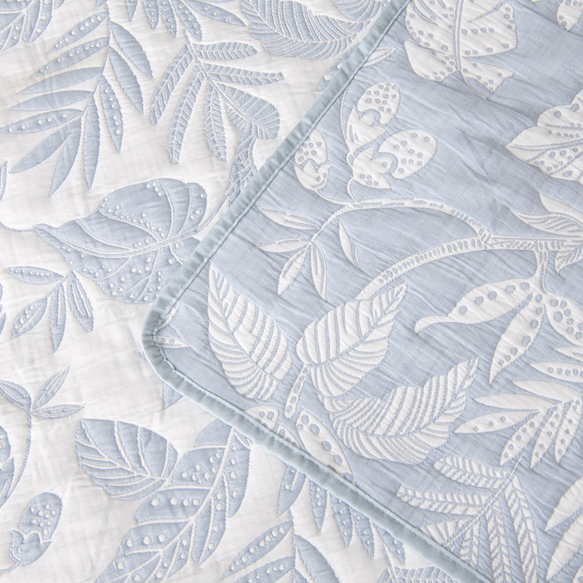 V442-BCA-BEDSPREAD-LAURIETON-BLUE-QS-202507031630-04 Bianca Laurieton Blue Jacquard Botanical Bedspread Set Queen - Image 5