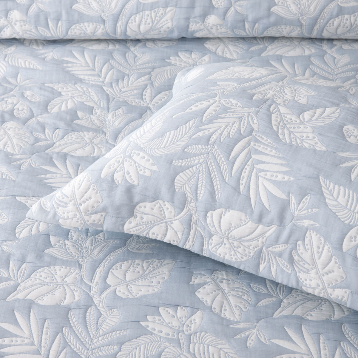 V442-BCA-BEDSPREAD-LAURIETON-BLUE-SK-202507031630-03 Bianca Laurieton Blue Jacquard Botanical Bedspread Set Super King - Image 4