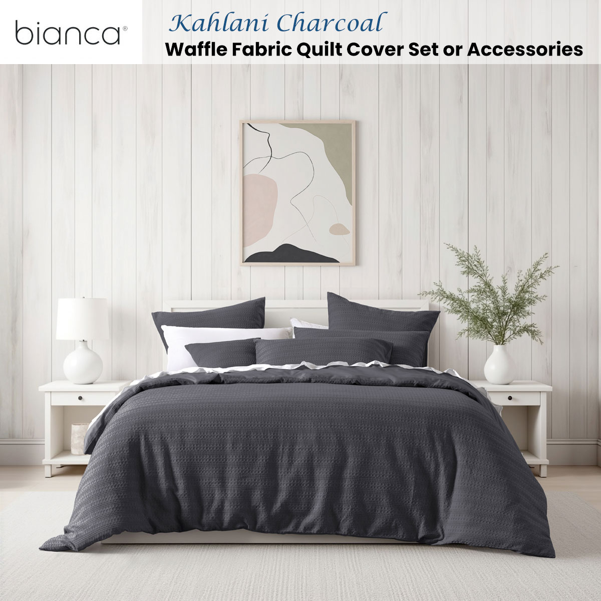 V442-BCA-QUILTCS-KAHLANI-CHARCOAL-QS-202505231011-01 Bianca Kahlani Charcoal Waffle Quilt Cover Set Queen - Image 2