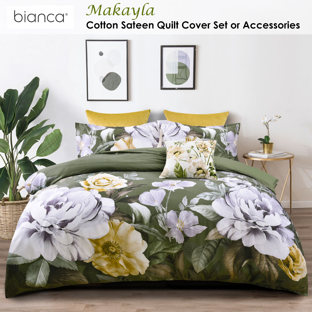 V442-BCA-QUILTCS-MAKAYLA-GREEN-DS-202851-01 Bianca Makayla Cotton Sateen Quilt Cover Set Double - Image 2