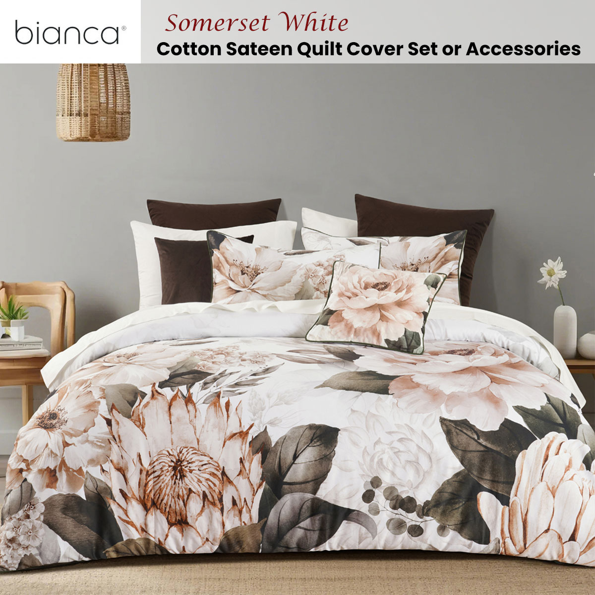 V442-BCA-QUILTCS-SOMERSET-WHITE-DS-202505231021-01 Bianca Somerset White Cotton Sateen Floral Quilt Cover Set Double - Image 2