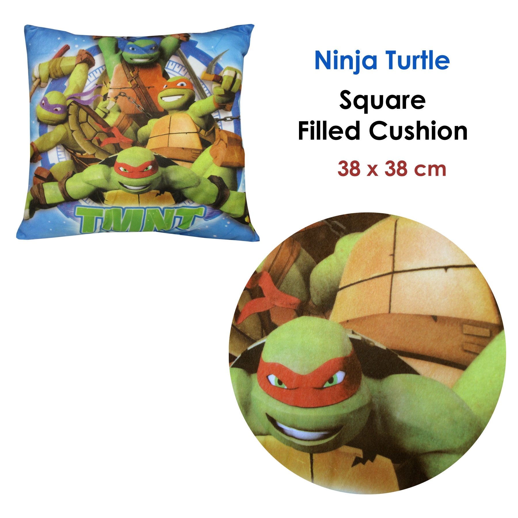 V442-CAP-CUSHION-NINJATURTLES-MULTI-SQ-97914-01 Ninja Turtles Square Filled Cushion - Image 2
