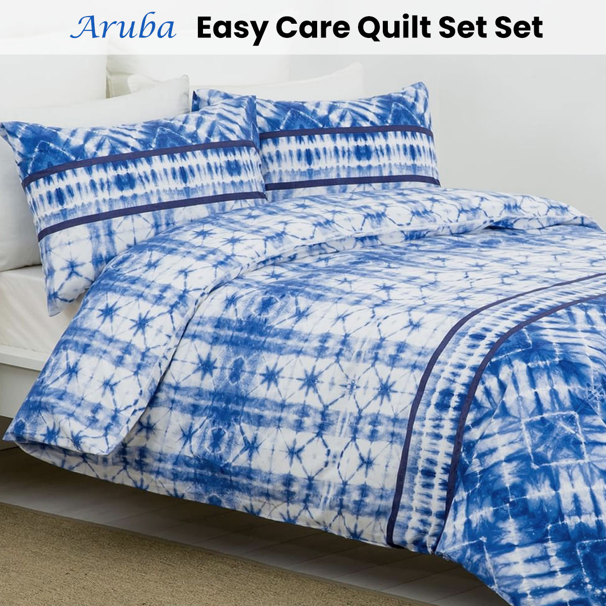 V442-CAP-QUILTCS-ARUBA-BLUE-QS-98550-01 Belmondo Aruba Dutch Caribbean Paradise Easy Care Quilt Cover Set Queen - Image 2