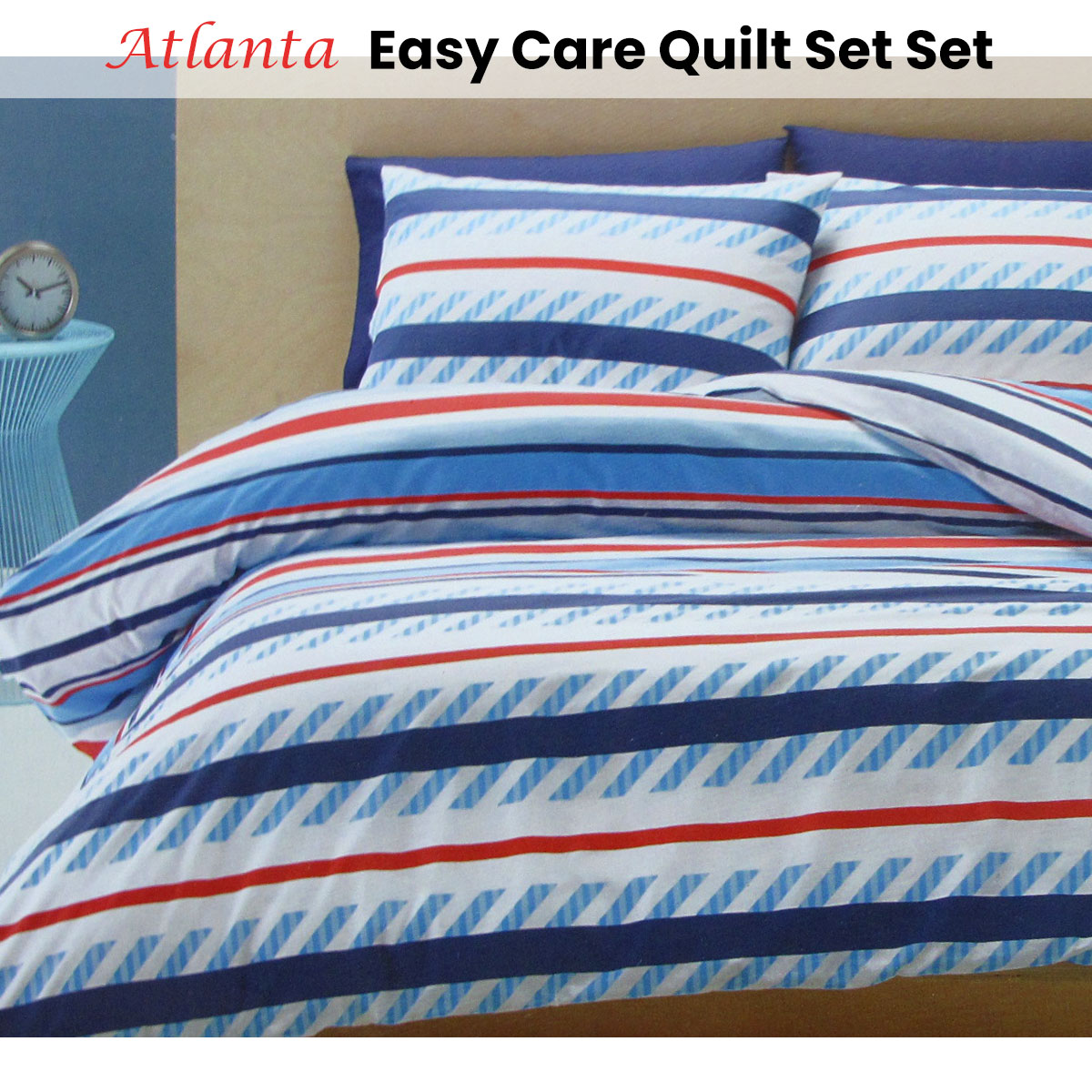 V442-CAP-QUILTCS-ATLANTA-BLUE-KI-98506-01 Belmondo Atlanta Striped Easy Care Quilt Cover Set King - Image 2