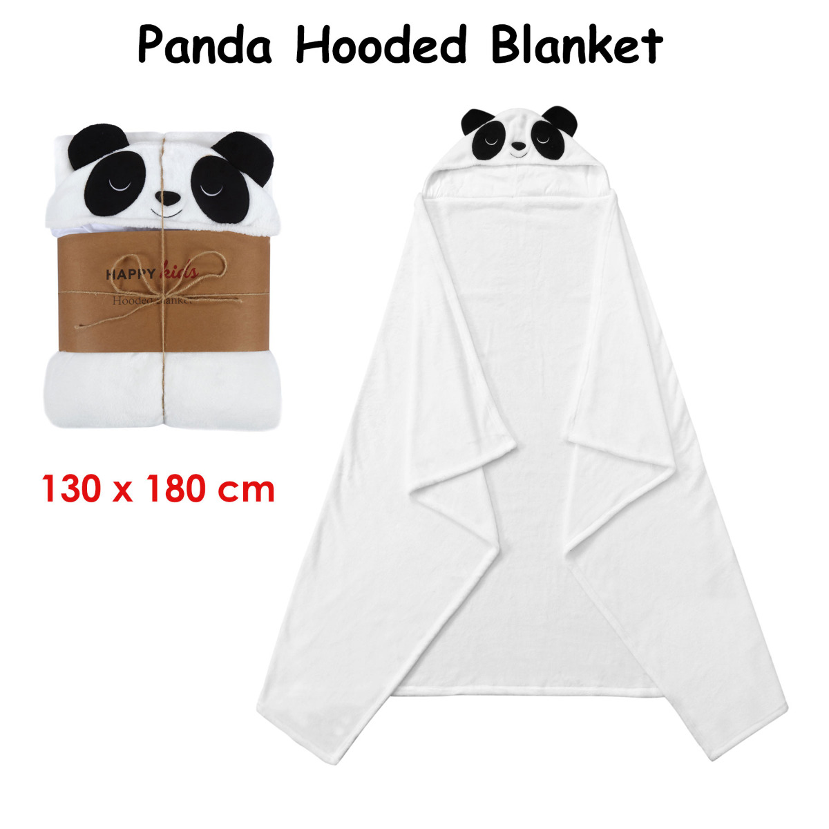 V442-HIN-BLANKET-PANDA-WHITE-SH-83249-01 Happy Kids Panda Hooded Blanket - Image 2