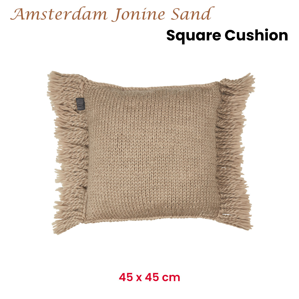 V442-HIN-CUSHION-AMSTERDAMJONINE-SAND-SQ-202505231010-01 KAAT Amsterdam Jonine Sand Square Filled Cushion 45cm x 45cm - Image 2