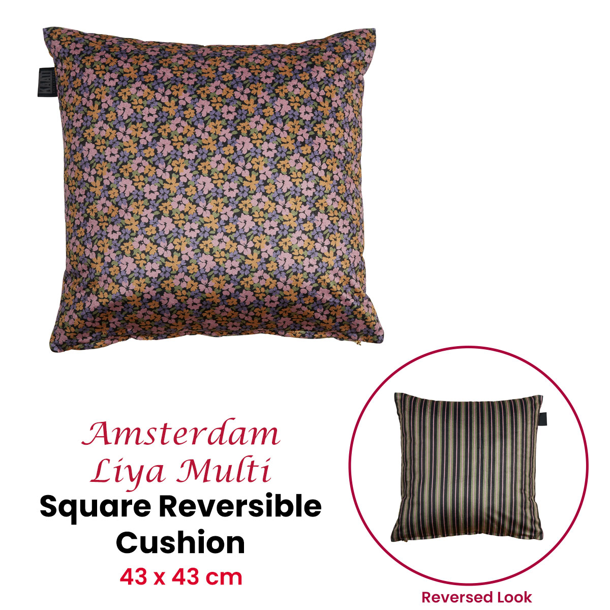 V442-HIN-CUSHION-AMSTERDAMLIYA-MULTI-SQ-202505231006-01 KAAT Amsterdam Liya Multi Floral Square Filled Cushion 43cm x 43cm - Image 2