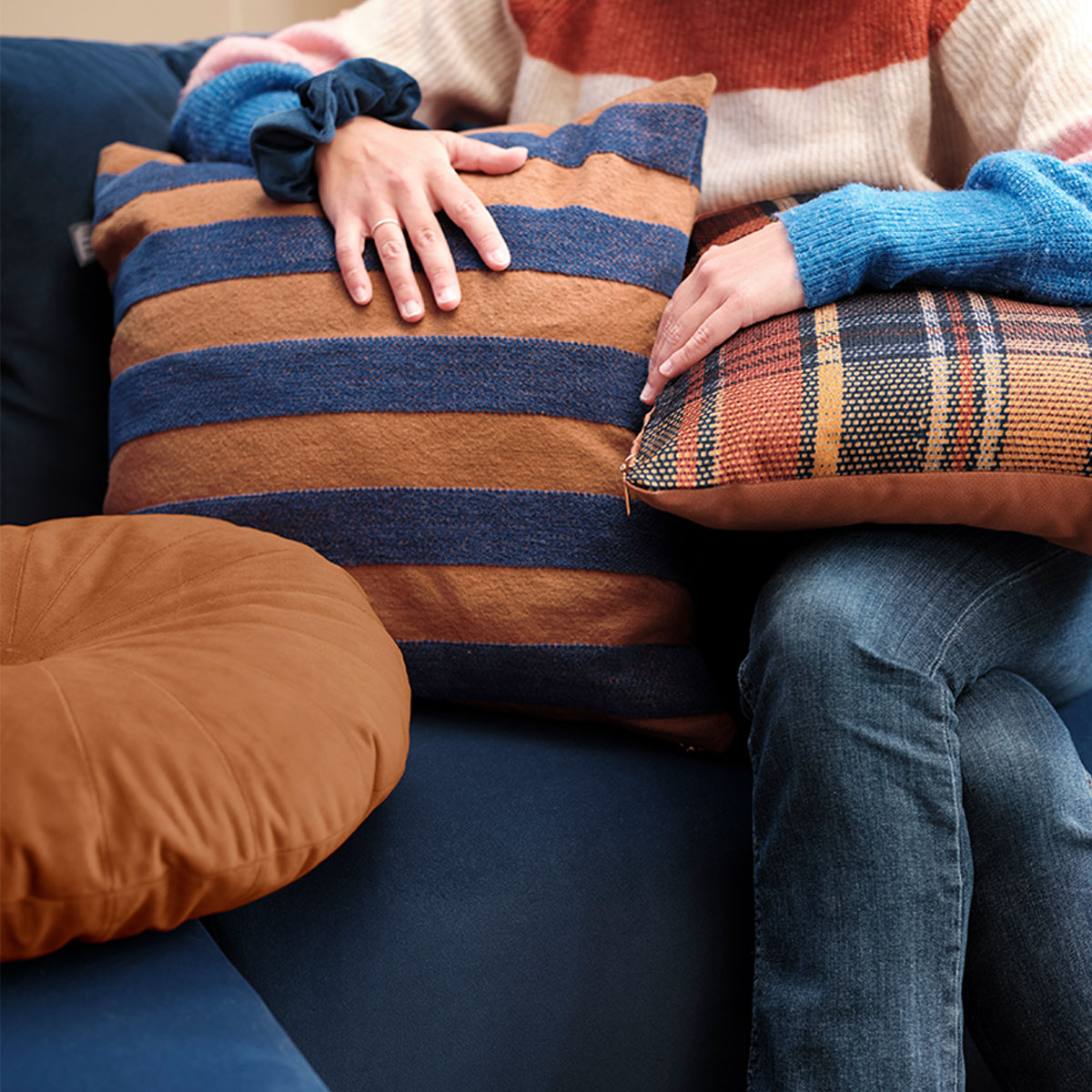 V442-HIN-CUSHION-AMSTERDAMNISSA-MULTI-SQ-202505231005-04 KAAT Amsterdam Nissa Multi Stripe Square Filled Cushion 45cm x 45cm - Image 5