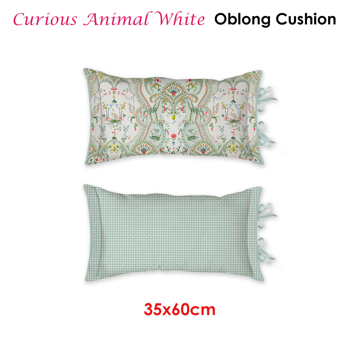 V442-HIN-CUSHION-CURIOUSANIMAL-WHITE-RE-82477-01 PIP Studio Curious Animal White Oblong Cushion - Image 2