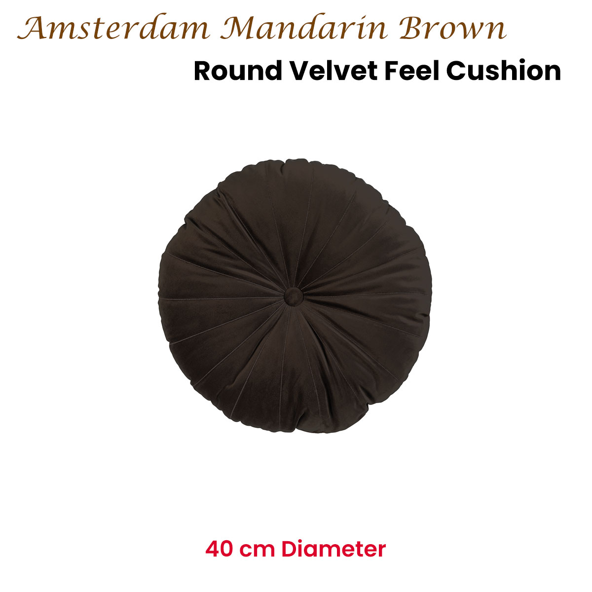 V442-HIN-CUSHION-MANDARIN-BROWN-RD-202505231010-01 KAAT Amsterdam Mandarin Brown Round Filled Cushion 40cm Diameter - Image 2