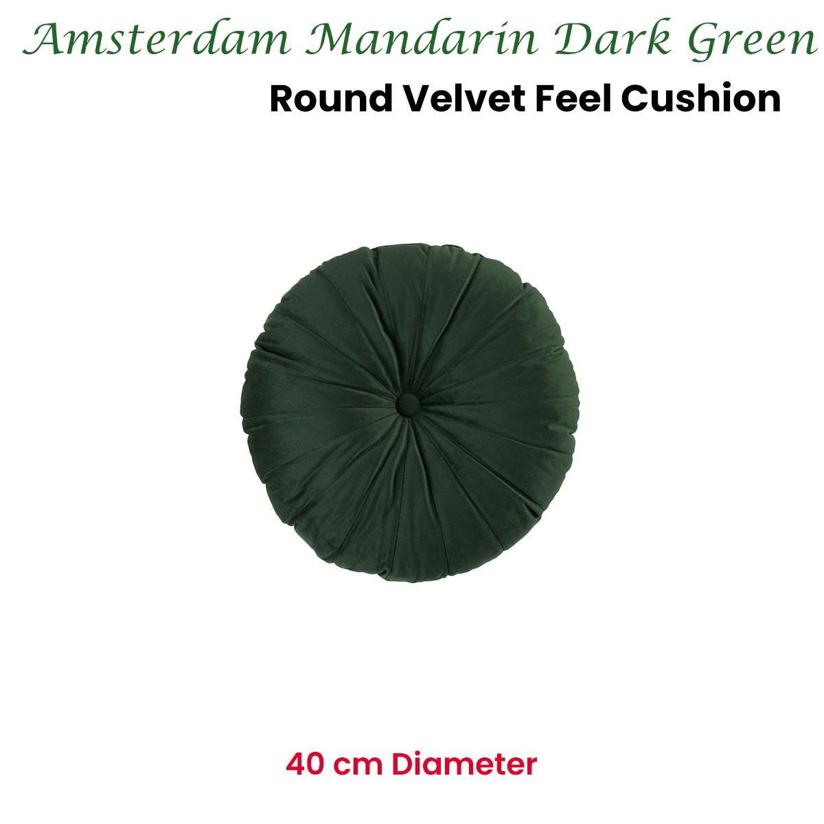 V442-HIN-CUSHION-MANDARIN-DARKGREEN-RD-202505231007-01 KAAT Amsterdam Mandarin Dark Green Round Filled Cushion 40cm Diameter - Image 2