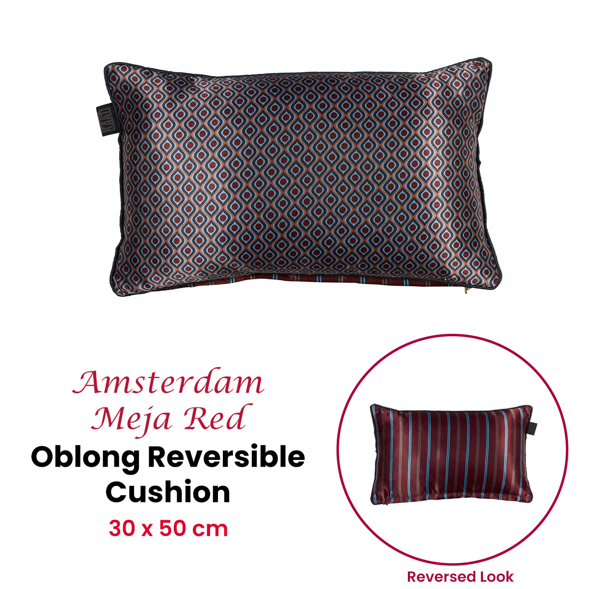 V442-HIN-CUSHION-MEJA-RED-RE-202505231005-01 KAAT Amsterdam Meja Red Reversible Oblong Filled Cushion 30cm x 50cm - Image 2