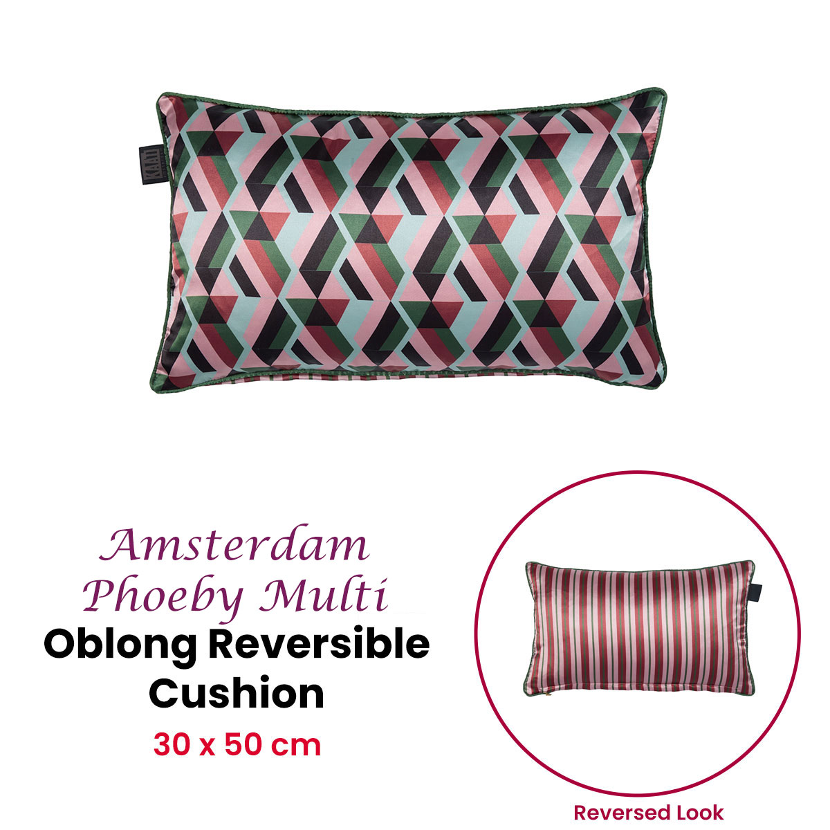 V442-HIN-CUSHION-PHOEBY-MULTI-RE-202505230954-01 KAAT Amsterdam Phoeby Multi Reversible Oblong Filled Cushion 30cm x 50cm - Image 2