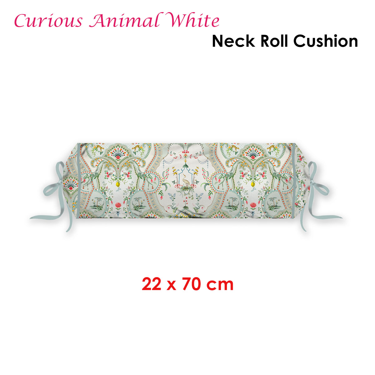 V442-HIN-NECKROLL-CURIOUSANIMAL-WHITE-NK-82476-01 PIP Studio Curious Animal White Neck Roll Cushion - Image 2