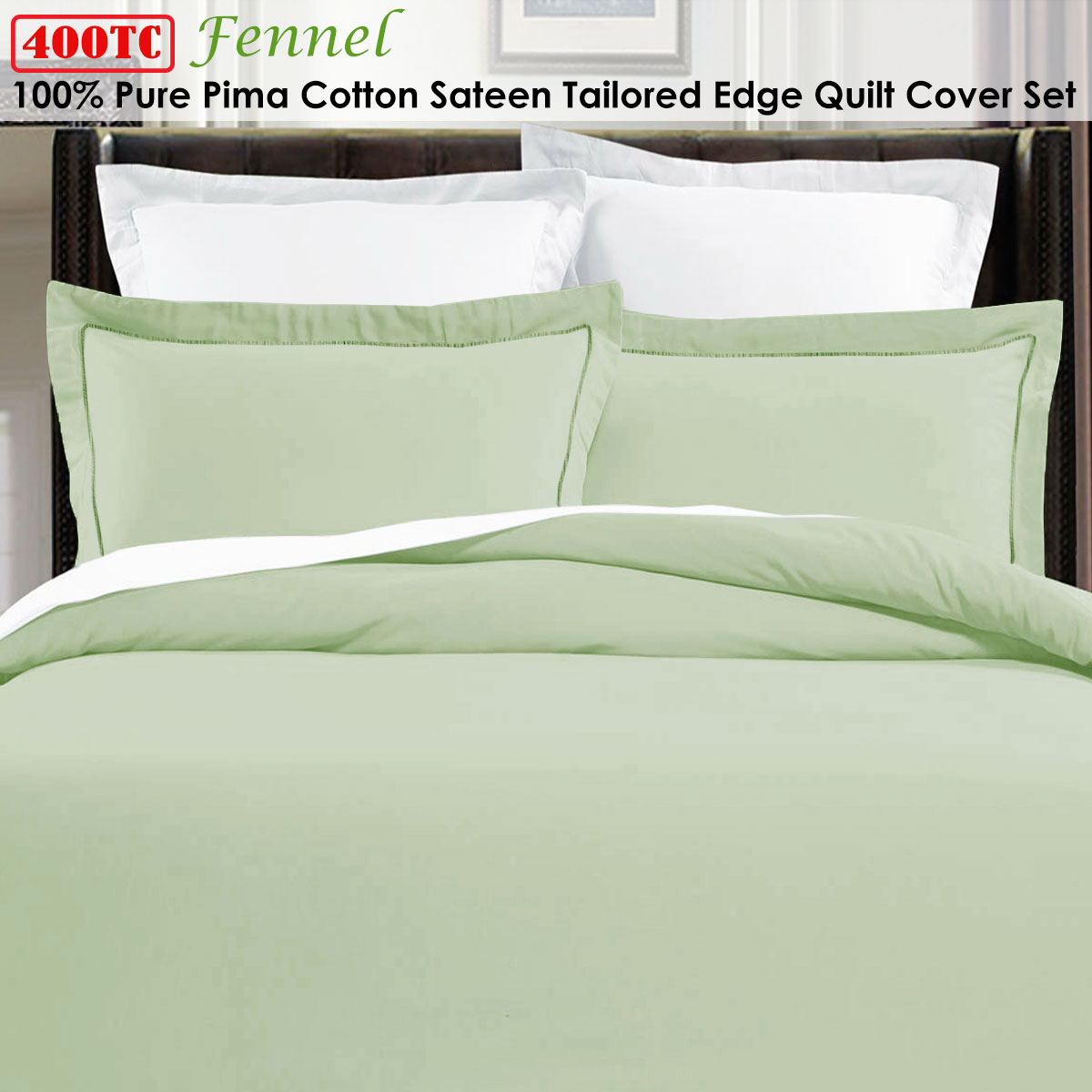 V442-HIN-QUILTCS-400TCPIMACOTTON-FENNEL-KI-82918-01 Grand Aterlier Pima Cotton Fennel Quilt Cover Set King - Image 2