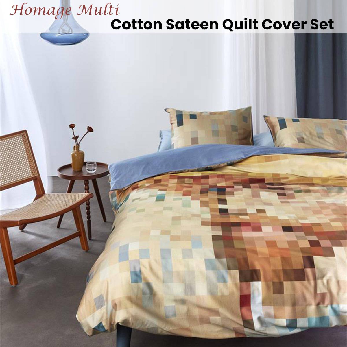 V442-HIN-QUILTCS-HOMAGE-MULTI-KI-83592-01 Bedding House Homage Multi Cotton Sateen Quilt Cover Set King - Image 2
