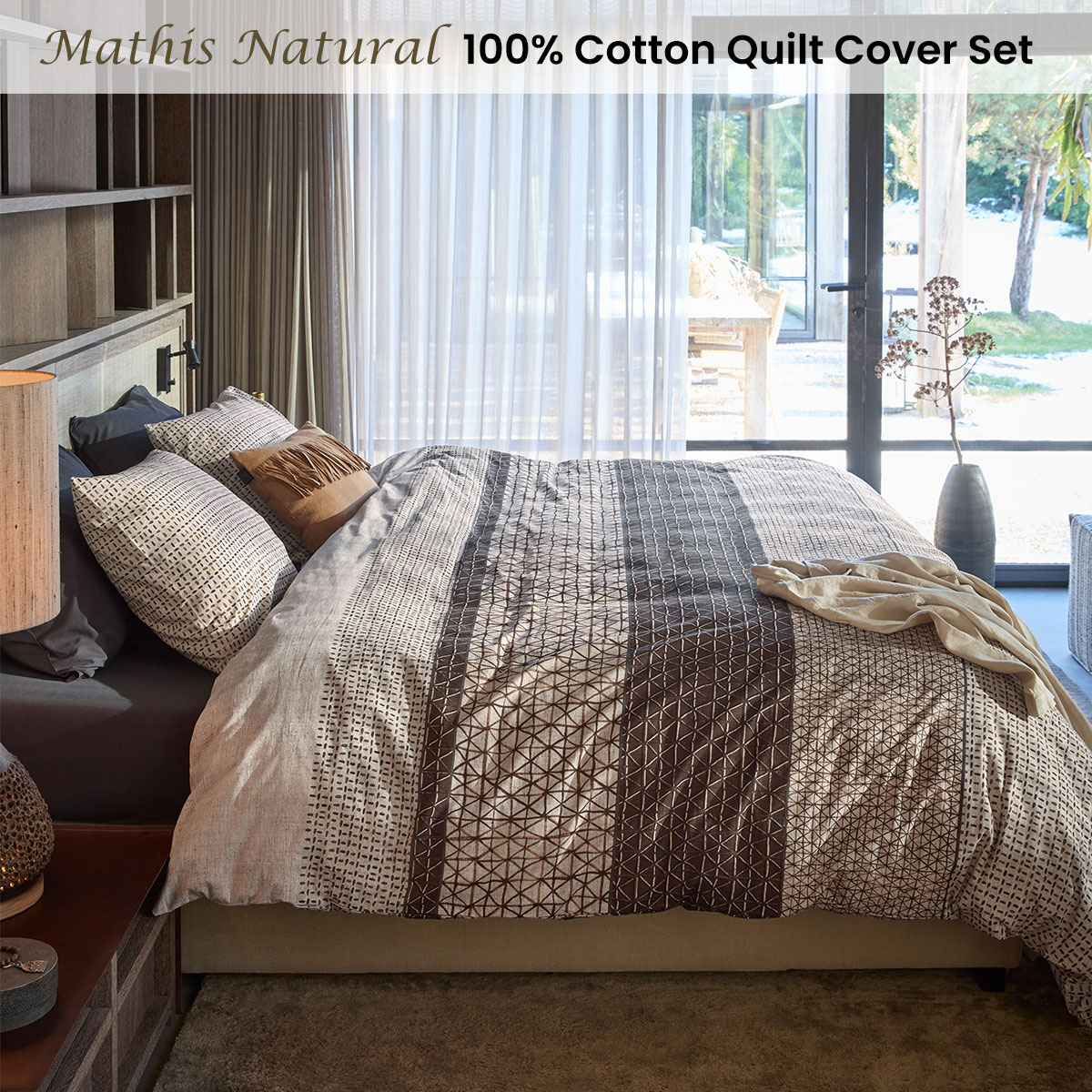 V442-HIN-QUILTCS-MATHIS-NATURAL-QS-202503030936-01 Bedding House Mathis Natural Cotton Quilt Cover Set Queen - Image 2