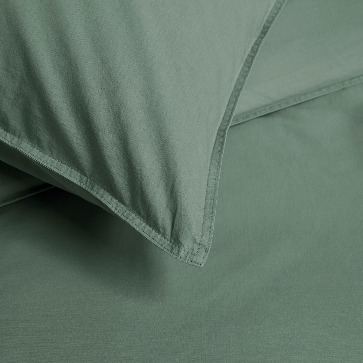 V442-HIN-QUILTCS-ORGANICCOTTON-GREEN-KI-82880-02 Bedding House Organic Cotton Basic Green Quilt Cover Set King - Image 3