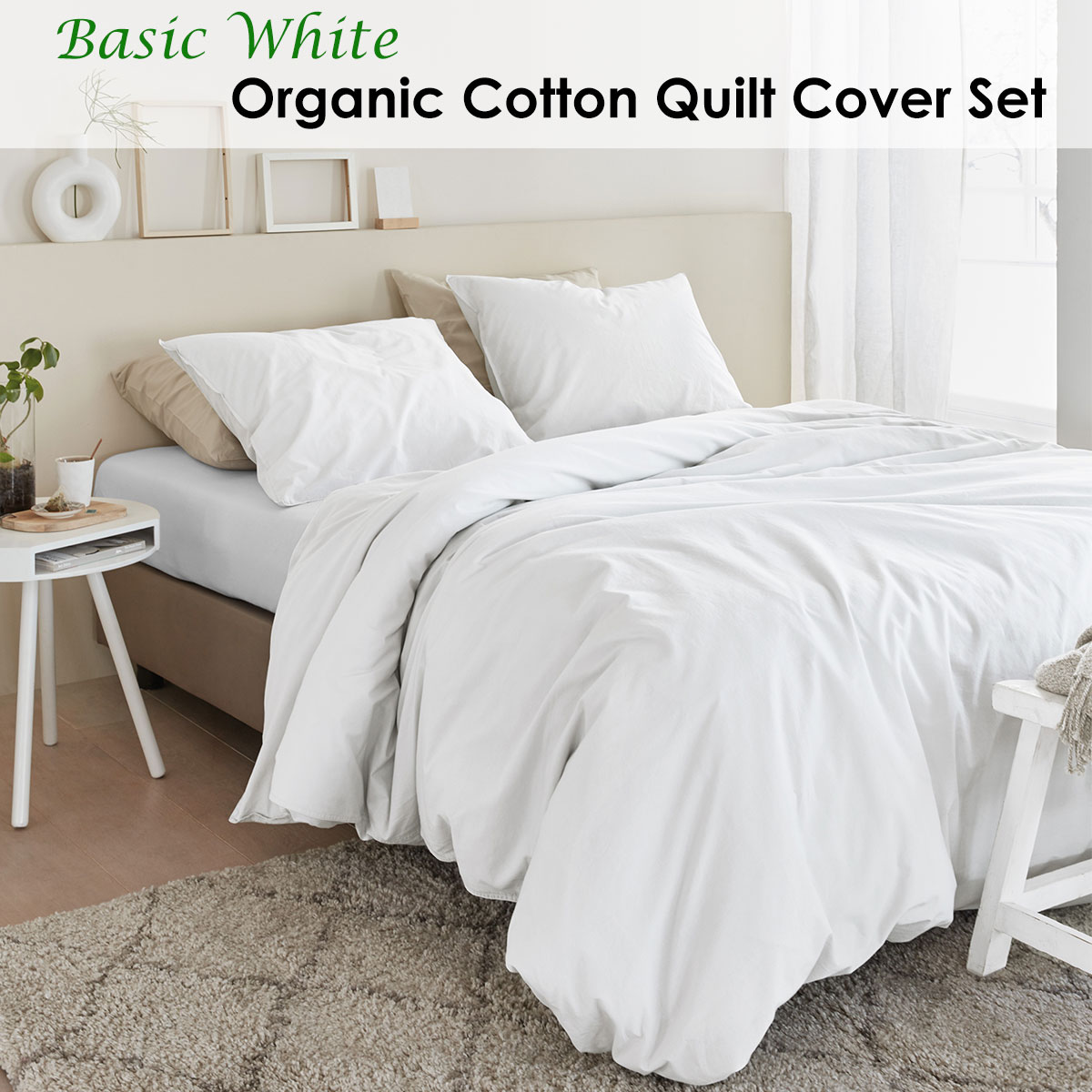 V442-HIN-QUILTCS-ORGANICCOTTON-WHITE-SK-82882-01 Bedding House Organic Cotton Basic White Quilt Cover Set Super King - Image 2