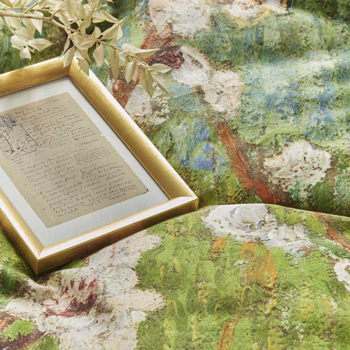 V442-HIN-QUILTCS-PEACHTREES-GREEN-KI-158455-02 Bedding House Van Gogh Peach Trees Green Cotton Sateen Quilt Cover Set King - Image 3