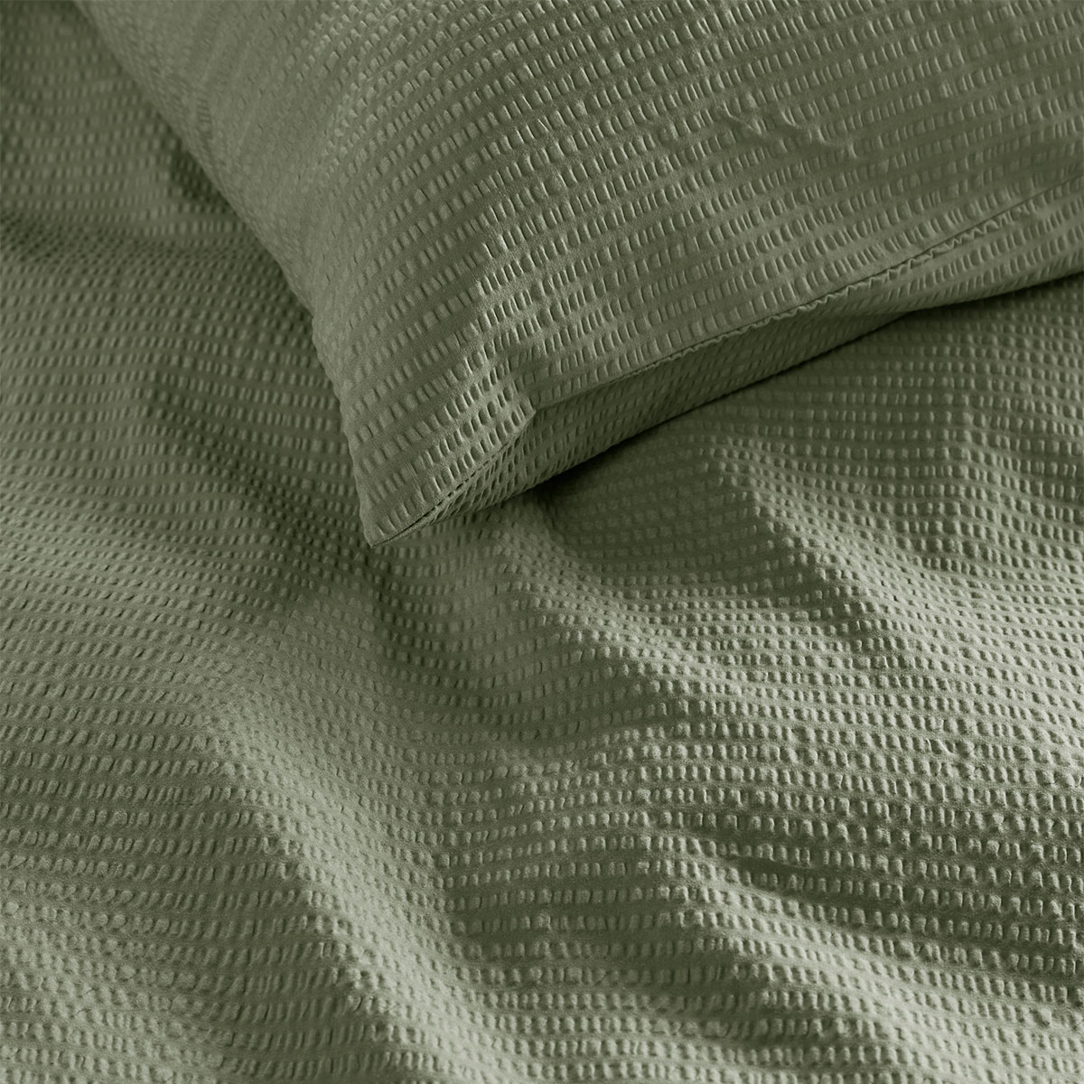 V442-HIN-QUILTCS-SUMMERSEERSUCKER-GREEN-QS-202503121045-02 Bedding House Summer Green Seersucker Cotton Quilt Cover Set Queen - Image 3