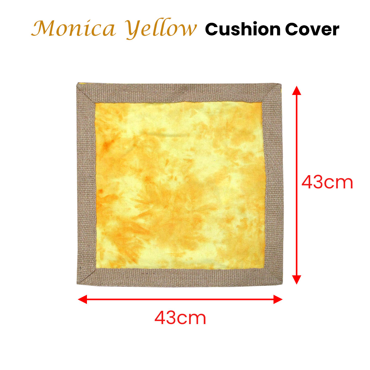 V442-IDC-CUSHIONC-MONICA43CM-YELLOW-SQ-78342-01 Monica Yellow Cushion Cover 43 x 43 cm - Image 2