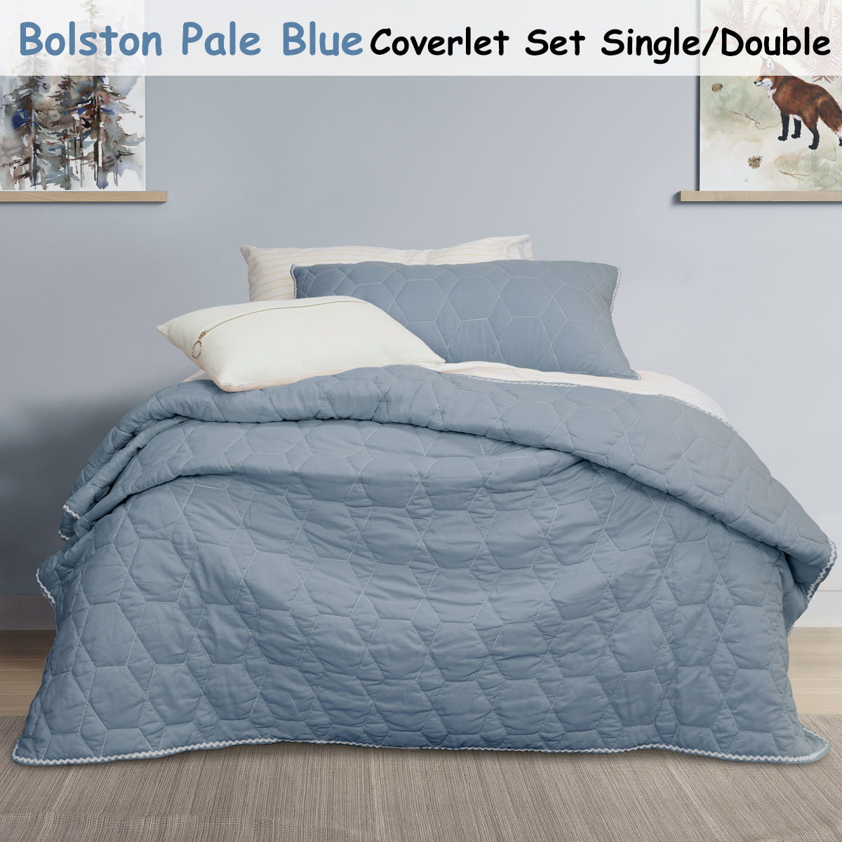 V442-INT-COVERLETS-BOLSTON-PALEBLUE-DS-141543-01 Jelly Bean Kids Bolston Pale Blue Kids Coverlet Set Single/Double - Image 2