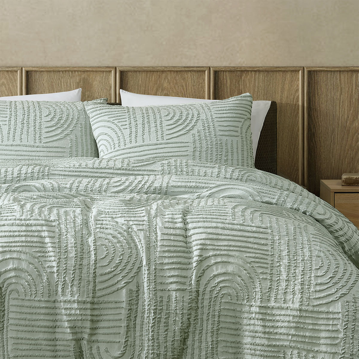 V442-INT-QUILTCS-KIEWA-DUSTYSAGE-QS-202506190422-02 Ardor Kiewa Dusty Sage Textured Jacquard Aztec Quilt Cover Set Queen - Image 3