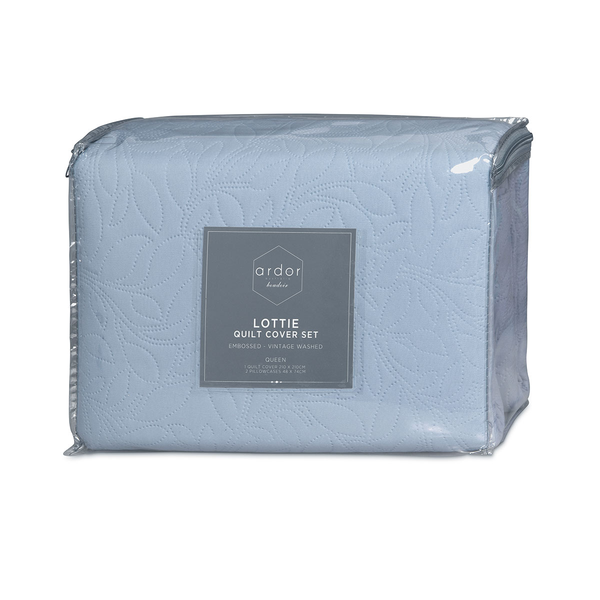 V442-INT-QUILTCS-LOTTIE-BLUEBELL-KI-144522-04 Ardor Lottie Bluebell Pinsonic Embossed Quilt Cover Set King - Image 5