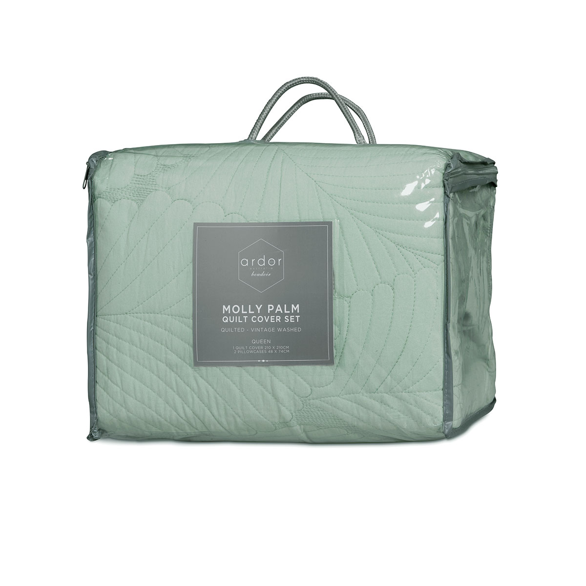 V442-INT-QUILTCS-MOLLYPALM-GREEN-KI-144526-04 Ardor Molly Palm Green Quilted Quilt Cover Set King - Image 5