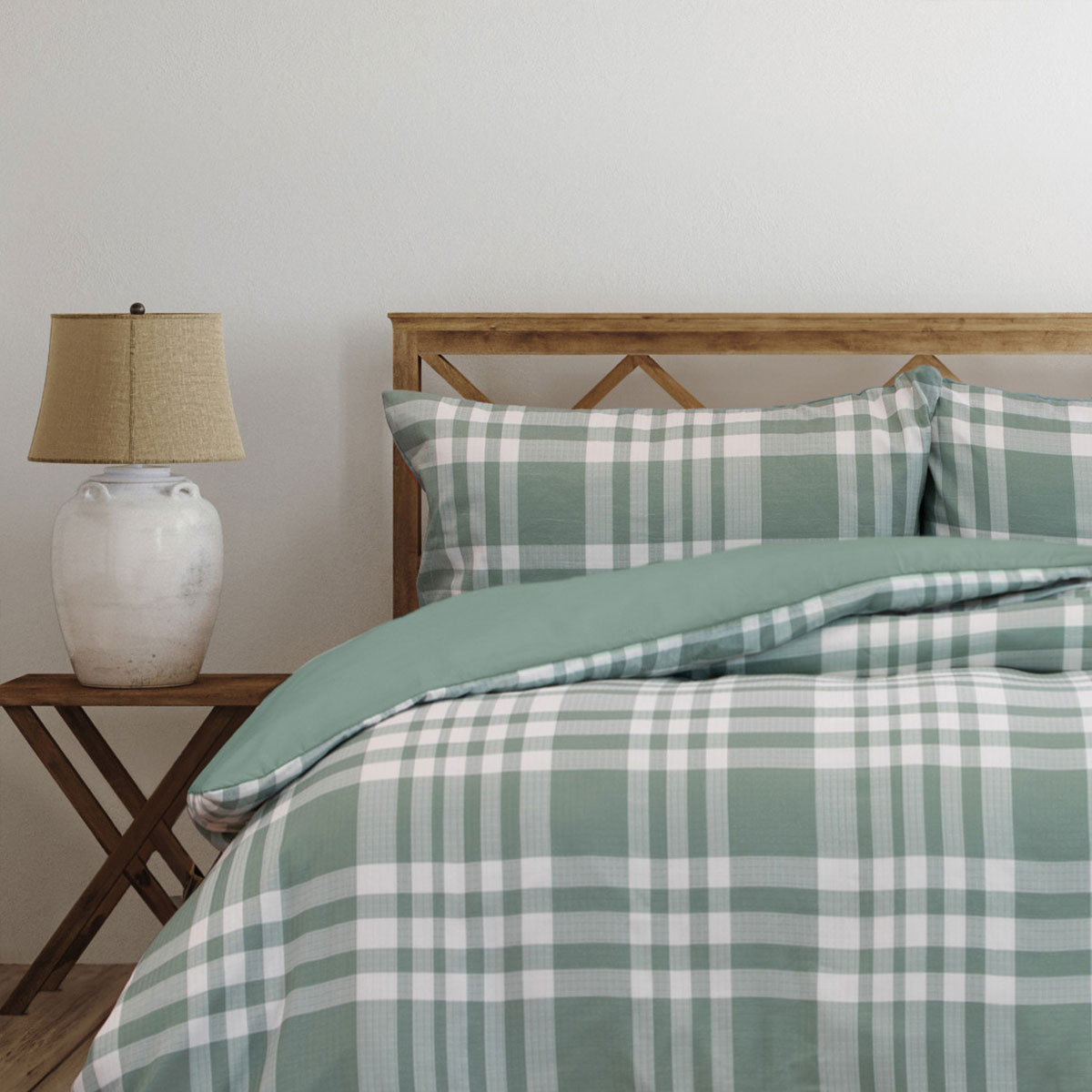 V442-INT-QUILTCS-RONAN-GREEN-QS-202507031624-02 Ardor Ronan Green Plaid Jacquard Quilt Cover Set Queen - Image 3