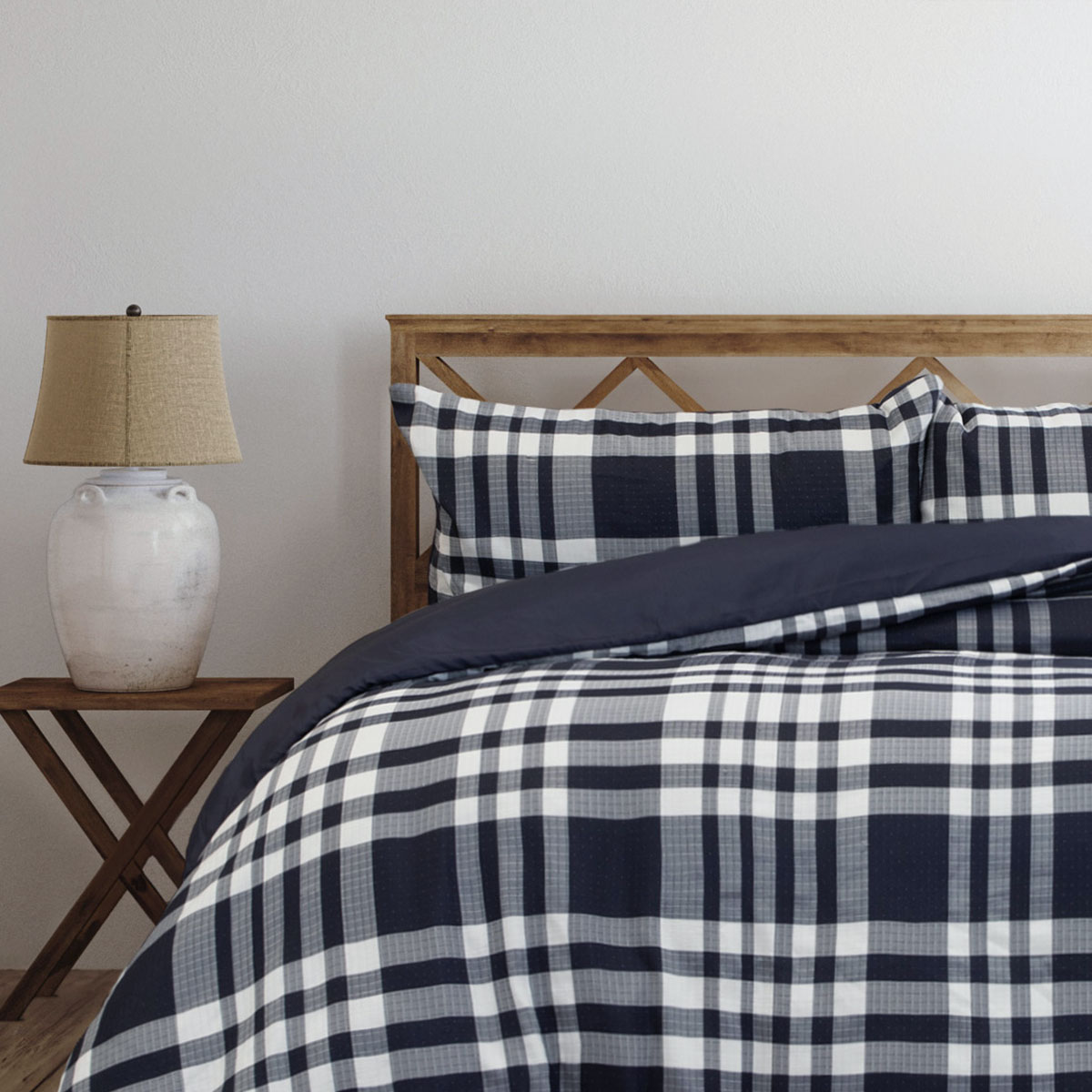 V442-INT-QUILTCS-RONAN-NAVY-KI-202507031623-02 Ardor Ronan Navy Plaid Jacquard Quilt Cover Set King - Image 3