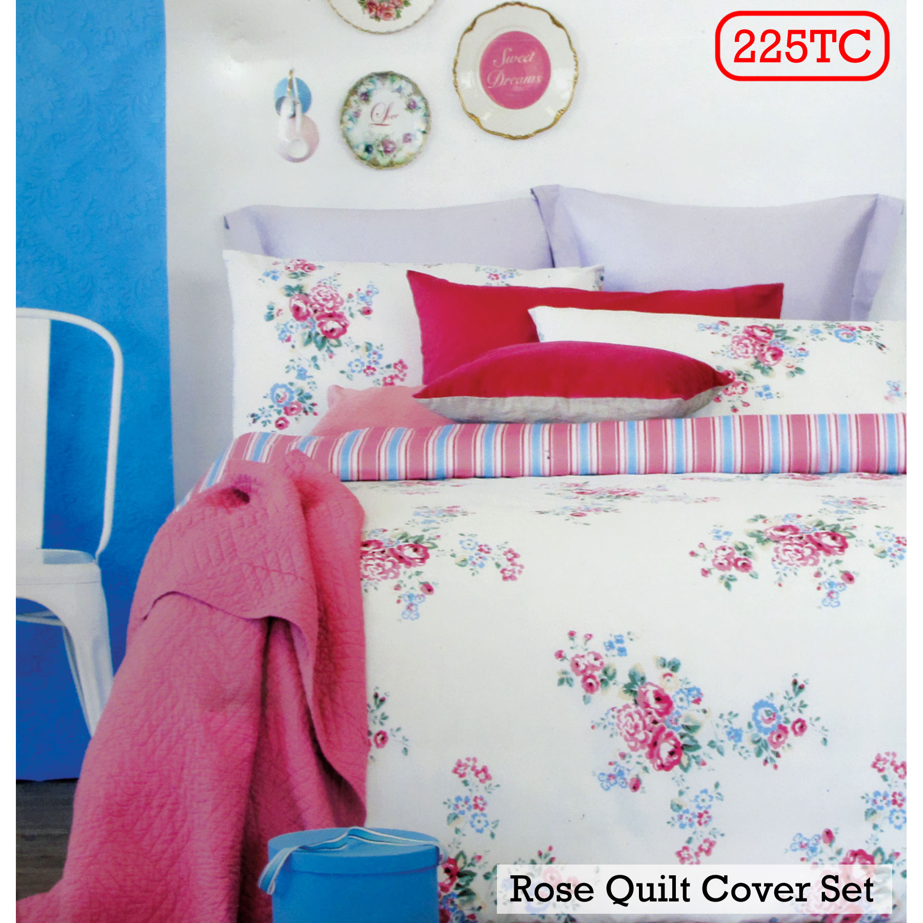 V442-INT-QUILTCS-ROSE-PINK-KI-141390-01 Ardor Rose Pink Quilt Cover Set King - Image 2