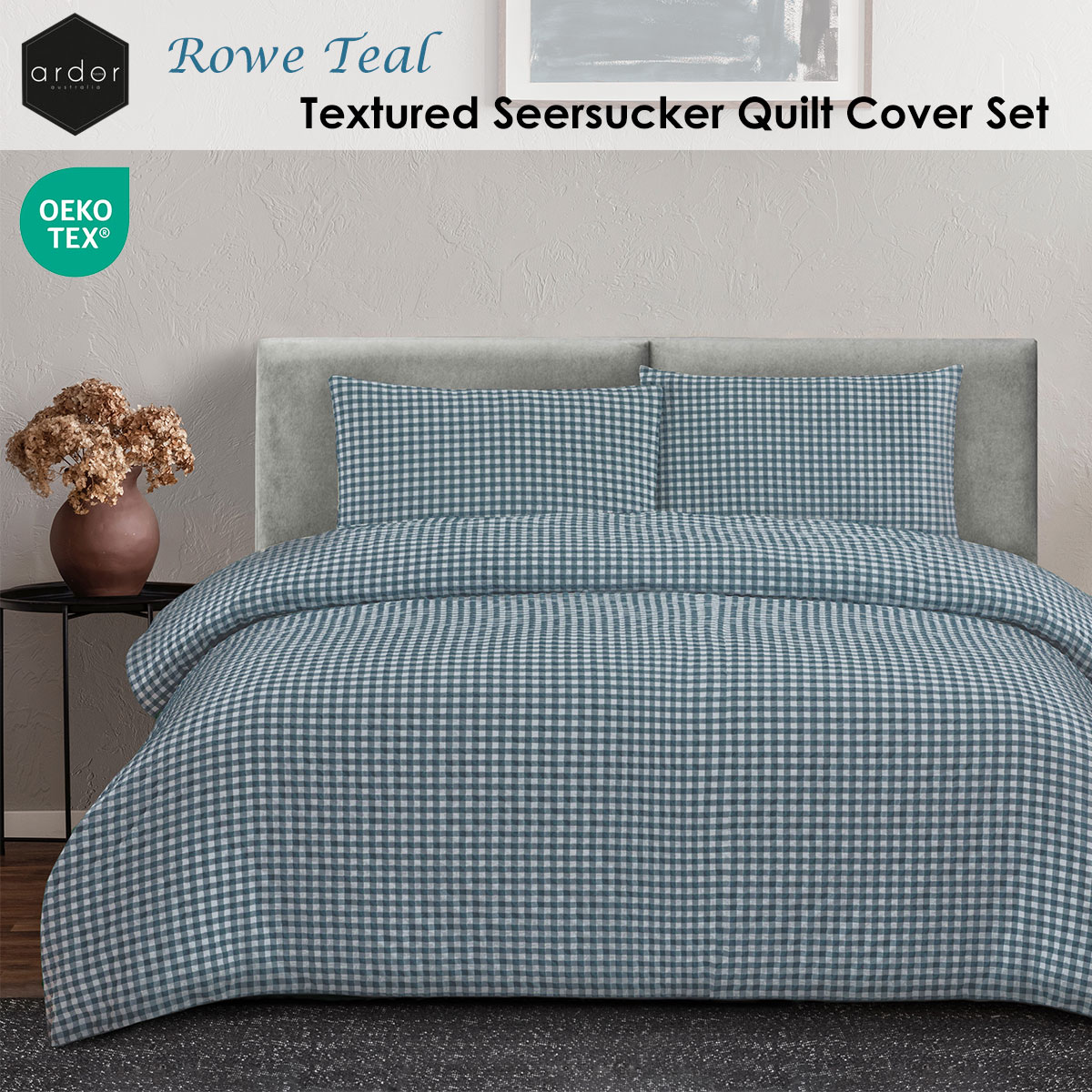 V442-INT-QUILTCS-ROWE-TEAL-KI-202506190425-01 Ardor Rowe Teal Textured Seersucker Quilt Cover Set King - Image 2
