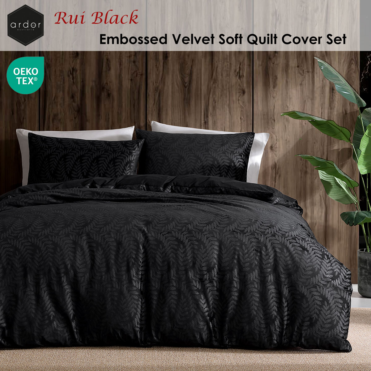 V442-INT-QUILTCS-RUIVELVET-BLACK-QS-202506190426-01 Ardor Rui Black Embossed Velvet Soft Quilt Cover Set Queen - Image 2