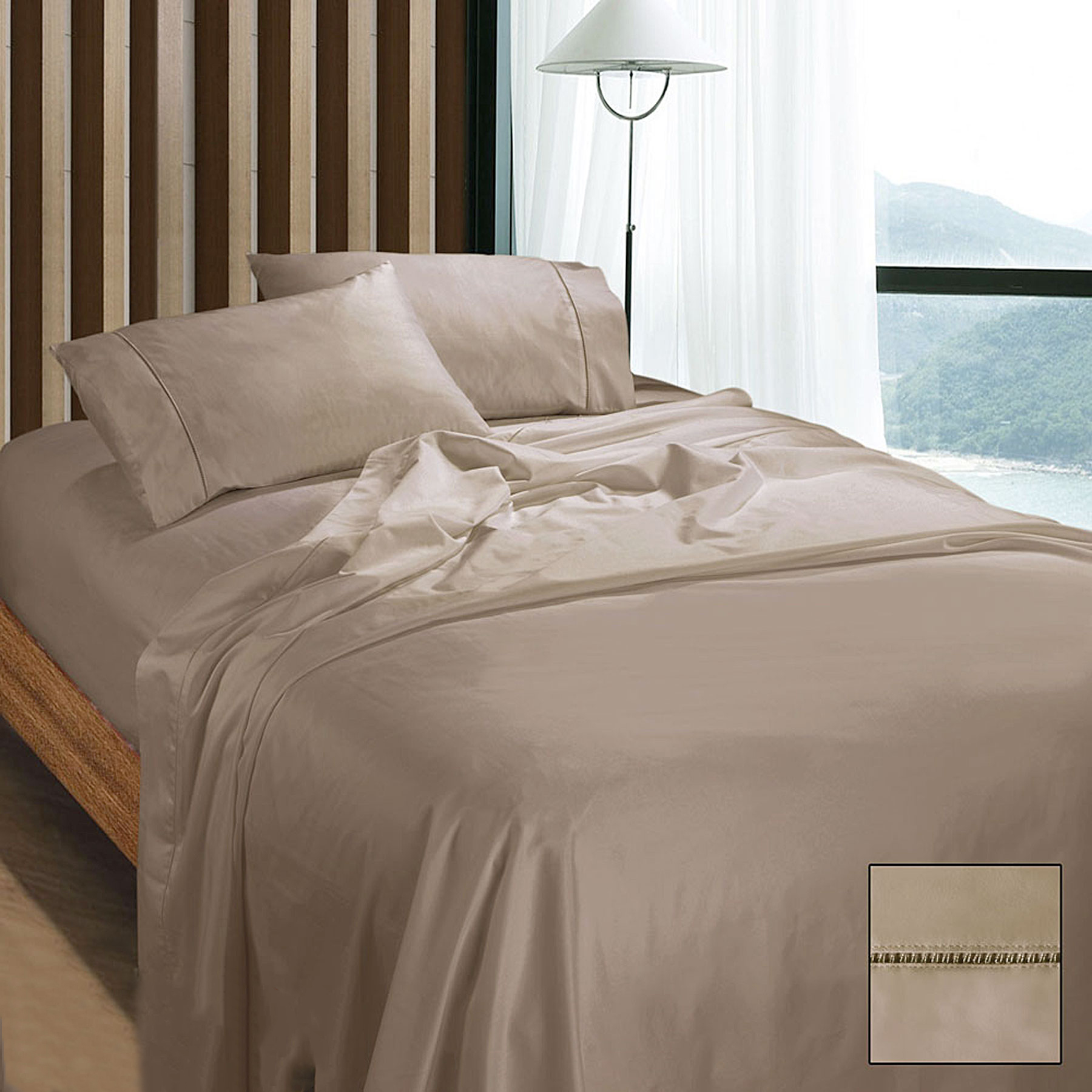 V442-KIT-SHEETS-1100TCEGYPTIAN-DOESKIN-QS-146401-00 Ramesses 1100TC Egyptian Cotton Sateen Sheet Set Doeskin Queen - Image 1