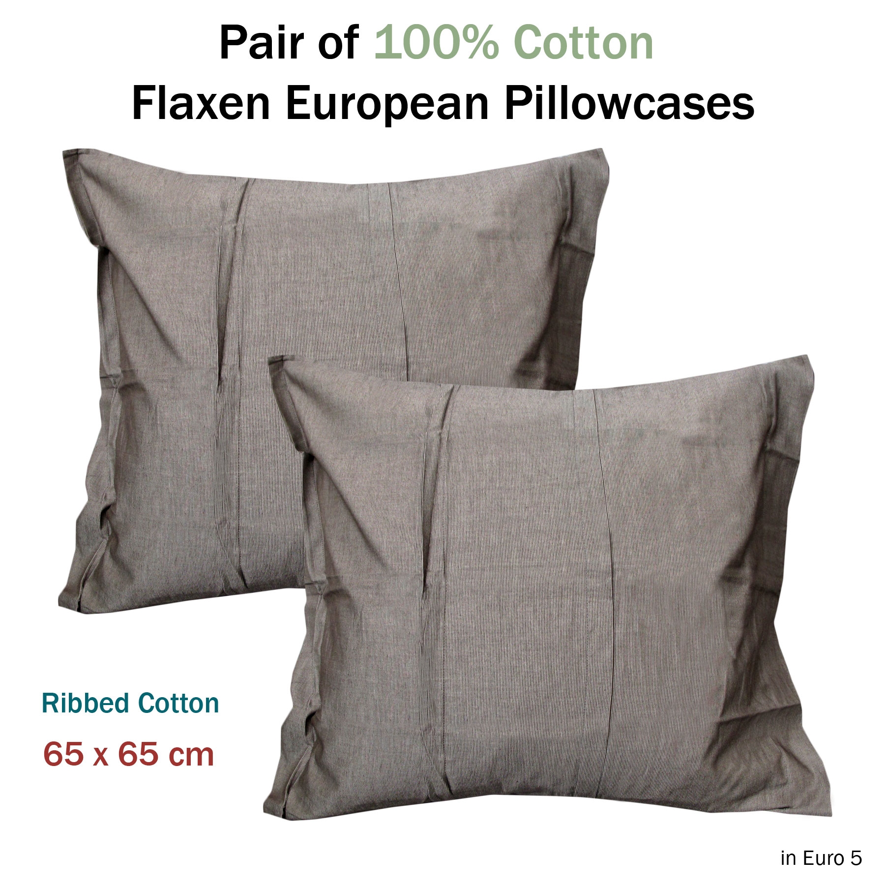 V442-KST-PILLOWC-PAIROFFLAXEN-GREY-EU-145722-01 Gainsborough Pair of Pure Cotton Flaxen European Pillowcases - Image 2