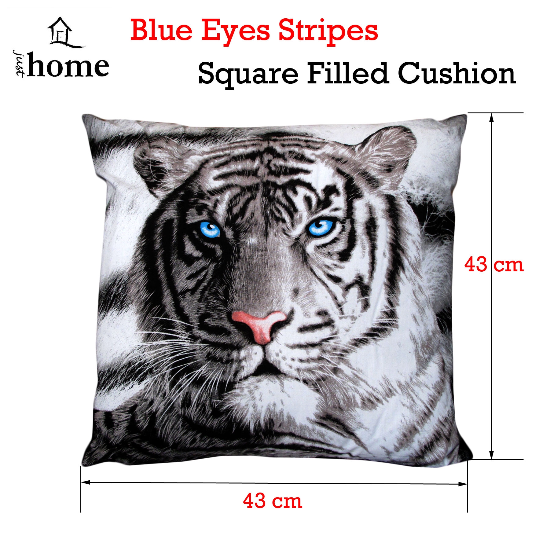 V442-LDE-CUSHION-BLUEEYESSTRIPES-BLACK-SQ-77910-01 Just Home Blue Eyes Stripes Tiger Square Filled Cushion - Image 2